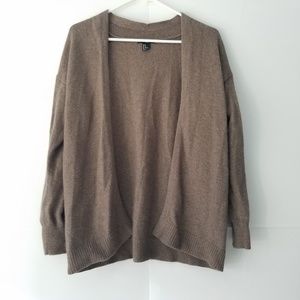 H&M Lightweight Fuzzy Brown Open Cardigan